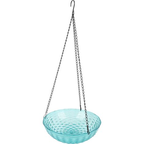 Fontaine solaire pour oiseaux, bain d'oiseaux suspendu en plastique robuste, fontaine à bulles, mangeoire pour oiseaux pour jardin, balcon ou porche, bleu (1/5)