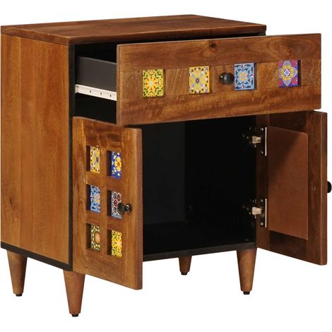 Cabinet de chevet Marron 50 x 33 x 60 cm Bois de mangue massif (1/5)
