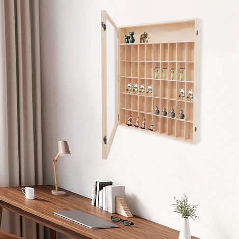 Hangbar Wand Massivholz-Display-Schrank, Hand-Office-Puppet-Aufnahmebox, 6-Etagen-Großkapazität-Hand-Ausstellung-Schrank, 59,6  62,6 cm