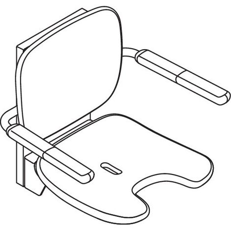 HEWI 802.51.24060 Siège rabattable Premium, découpe d'hygiène (1/2)