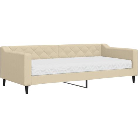 Maison Exclusive - Tagesbett mit Matratze Creme 90x200 cm Stoff (1/5)