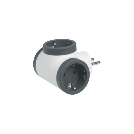 Adaptador lateral triple 10/16a blanco/gris oscuro (1/3)