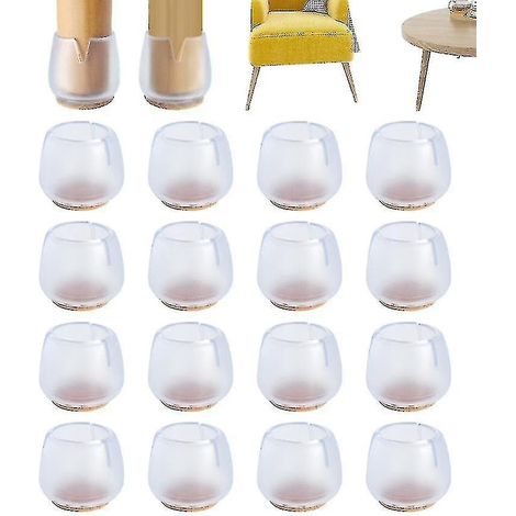Set mit 16 Silikon-Stuhlbeinschonern mit kratzfestem Filz – Größe M (1/3)