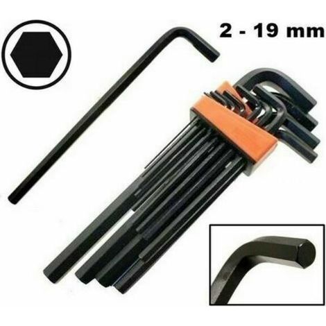 SET DI CHIAVI ESAGONALI LUNGHE AD ELLE 13 PEZZI 2 -19 mm CHROME VANADIUM (1/5)