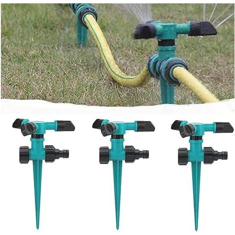 3 Pcs Arroseur Automatique à 360° pour Pelouse, Arroseur Rotatif à Trois Bras, Arroseur pour Pelouse Automatique Arrosage Système, Peut Être Utilisé pour Jardin Et l'Irrigation Pastorale (1/5)