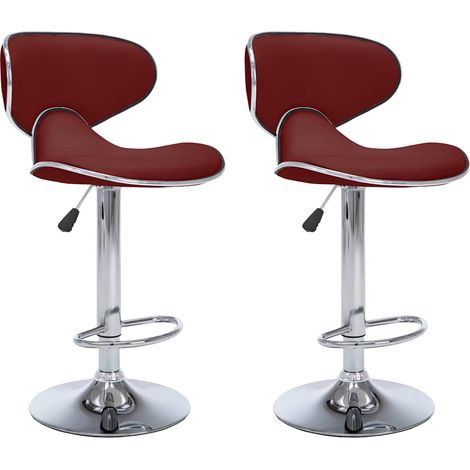 Maison Exclusive - Tabourets de bar lot de 2 rouge bordeaux similicuir (1/5)