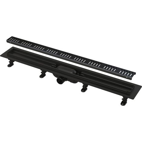 Alca Duschrinne 850 mm mit Rost, mattschwarz (APZ10BLACK-850M)