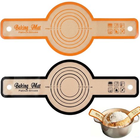 Set of 2 Silicone Baking Mats with Long Handles, Reusable Round Silicone Baking Mat for Dutch Oven, Non-Stick Accessory for Sourdough Bread (1/5)