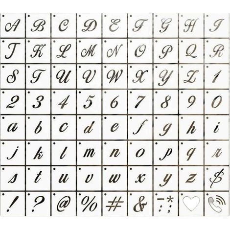 Pochoirs Lettres - 40 Pièces 80 Motifs en PET Écologique - Pour Peinture sur Bois Métal Tissu Mur - Réutilisables - Format 21 x 15 cm (1/5)
