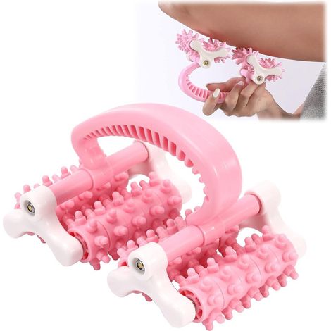 Rouleau de massage anti-cellulite rose, rouleau de massage des fascias pour les jambes, relâchement profond des tissus pour le dos et les épaules-AquaForge