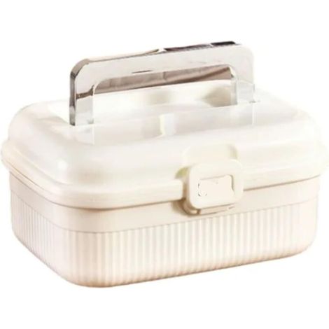 Boîte de rangement pour médicaments, organisateur grande capacité, boîte à médicaments portable, trousse de premiers secours familiale multifonctionnelle, avec poignée. (1/4)