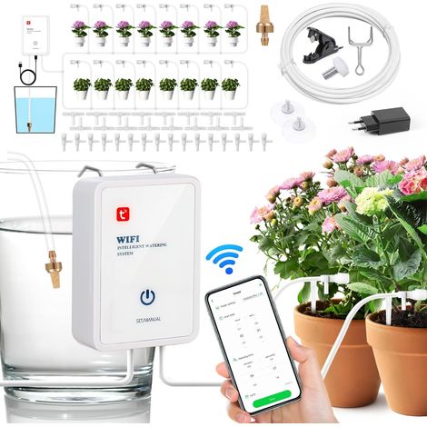 Irrigation Automatique Interieur pour Balcon de Jardin, avec Tuyau Arrosage,Programmateur Arrosage USB-C Rechargeable avec 16 Goutteurs (1/5)