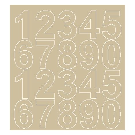 Selbstklebende Zahlenaufkleber, 5 cm, beige, matt (1/2)