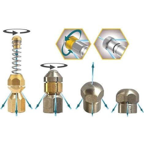 Buse de nettoyage de canalisations pour nettoyeurs haute pression Kärcher Kränzle Nilfisk etc. 1/8" 1/4" - ressort spirale rotatif rigide (spirale, rotative, spirale1 et rigide2, 1/8") (1/4)