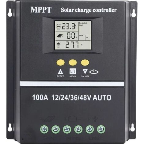 Solarladeregler, zwei USB-Anschlüsse, hintergrundbeleuchtetes LCD-Display, 12V/24V/36V/48V-Regler mit automatischer Anpassung (1/5)