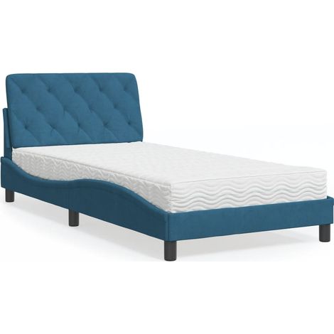 Cama con colchón terciopelo azul 100x200 cm vidaXL (1/5)