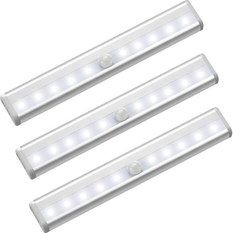 Lot de 3 lampes infrarouges à 10 LED avec détecteur de mouvement pour veilleuse ou lampe de placard (1/2)