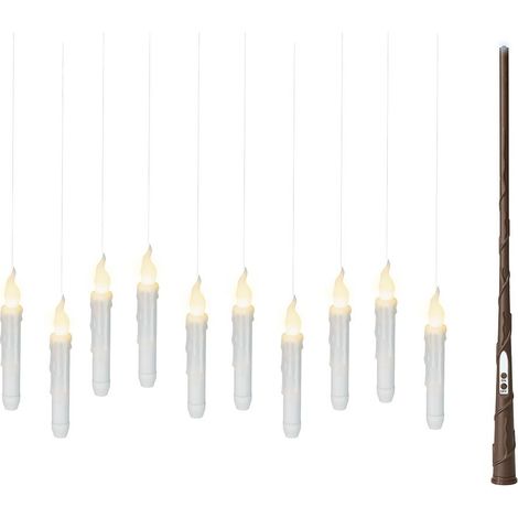 Set 10 candele LED magic effetto fiamma D 2,5 cm altezza 17 cm bianco Peraga Christmas