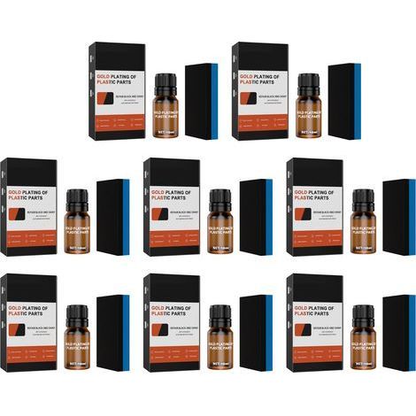 Lot 10ml Agent d'entretien plastique auto, revêtement cristal longue durée pour pièces intérieures véhicule, kit 8 pièces avec éponge (1/5)