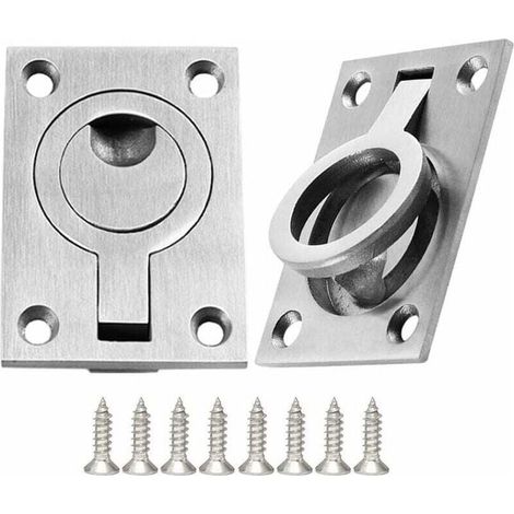 Poignée de Tiroir 2 Pièces Casier Cabinet Poignée Poignées en Acier Inoxydable Bateaux Poignée Marine Trappe Encastrée pour Bateau Poignée de Traction Encastrée avec 8 Vis (64 x 46 mm) (1/4)