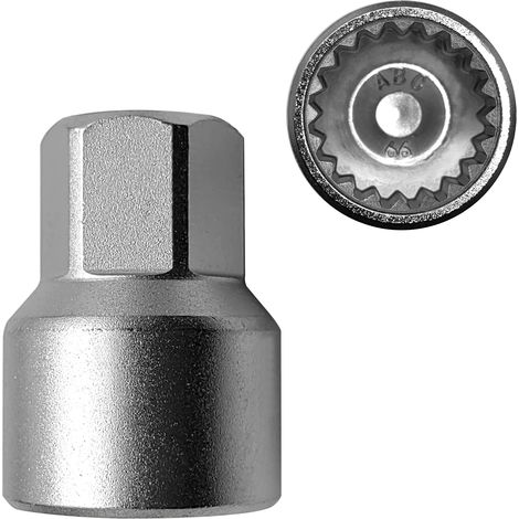 Remplacement de clé d'écrou de verrouillage de roue pour Porsche, adaptateur de douille de verrouillage à paroi mince 66, outil de retrait de cosse antivol (1/5)