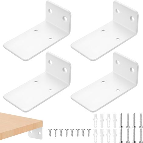 4 Pièces Equerre Etagere Murale, 140mm Support Etagere Murale Flottants a L (1/5)