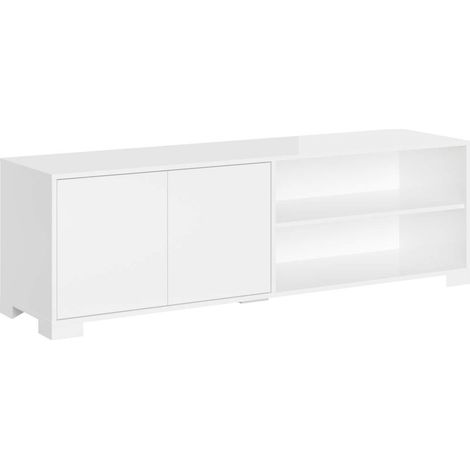 Porta TV 2 ante con vano a giorno 150x40x40 cm Lumina bianco lucido