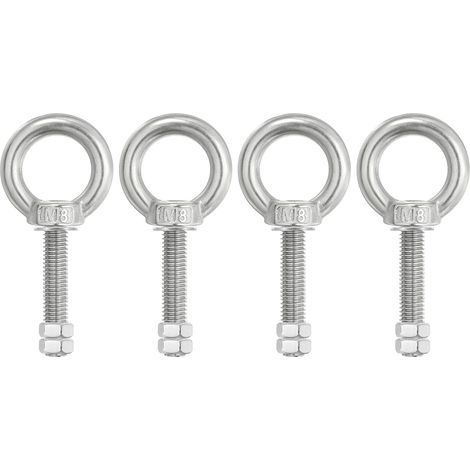 Boulons d'Œil d'Épaule de Levage 4 Pcs M8x50 Acier Inoxydable 304 Anneau d'Épaulement de Boulon à Œil à Vis Filetée avec Écrous Doubles Fixés pour Levage Suspendu (1/5)
