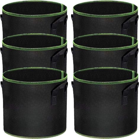 6Pcs 5 Gallons Sacs de Culture de Plantes, Tissu Non Tissé Respirant Sacs de Culture Récipient de Pots de Jardin à Racine Épaissie Heavy Duty avec Sangles Poignées, pour Fleurs Légumes (1/5)