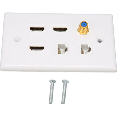 Plaque murale multimédia HD 6 ports TV F, connecteur CAT6, réseau AV pour la maison (1/5)