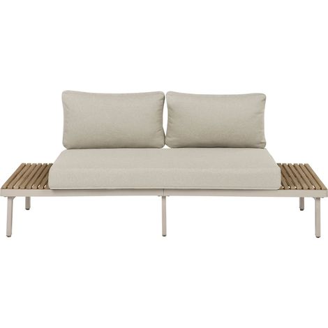 Canapé de Jardin Moderne en Bois d'Acacia 3 Places avec Coussins Beige Clair Sumba (1/5)
