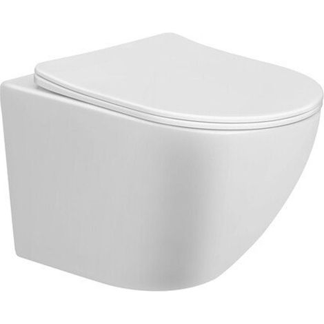 GO by Van Marcke Perl II - WC suspendu - PACK - 49.3x36cm - sans bride de rinçage - céramique - avec abattant fin softclose et take-off - blanc