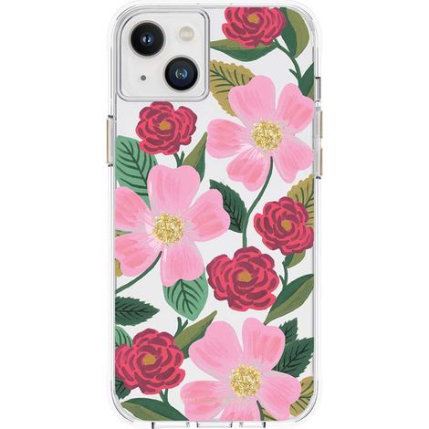 Custodia Rifle Paper Clear per iPhone 14 Plus con decorazioni dorate (Rose Garden) (1/5)