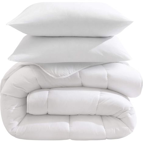 Pack couette hiver 550g 240x260 et 2 oreillers éco naturel moelleux 60x60 (1/5)