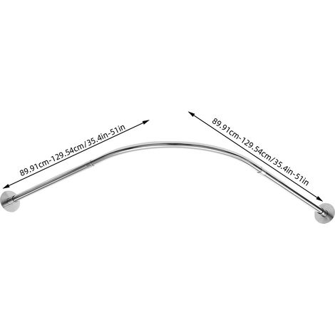 Tringle de Douche, Longueur Ajustable, Design en L, Fixée au Mur (1/2)