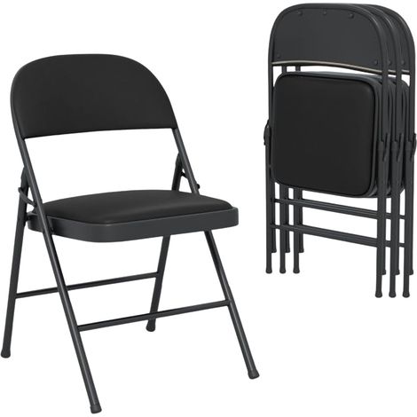 Folding Chairs, 4-Pack, Metal Frame, 150 kg Load (1/5)