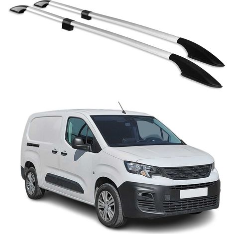 OMAC Barres de Toit longitudinales pour Peugeot Partner 2018-2026 L2 Long Alu Gris (1/5)