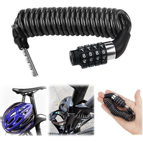 Lucchetti a combinazione per passeggini, monopattini e biciclette - set da 4 pezzi - realizzati in lega di zinco e PVC - compatti e portatili - lucchetto per casco da moto