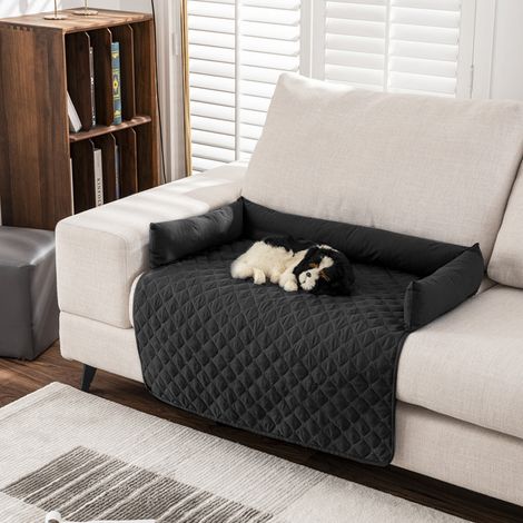 Black Water-repellent and Cat-scratch-resistant Pet Bed Mat with Pillow 75cm (W) x 75cm (D) x 12cm (H) (1/5)
