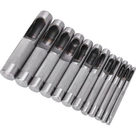 Ensemble de perforateurs de trous de ceinture, en acier au carbone, poinçon creux pour cuir, outils à main multifonctions 316mm 12 pièces (1/5)
