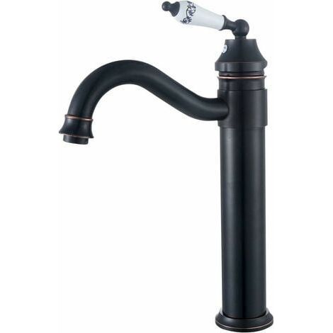 Robinet Lavabo RéTro Noir Haut,Mitigeur Lavabo Pivotant à 360°Robinet Salle Bain,Mitigeur Salle de Bain,Laiton thsinde (1/4)