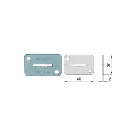 BOCCHETTA IN ACCIAIO ZINCATO DOPPIA MAPPA 06124 02- - mm.46x30, spessore mm.2 (06124020) - 6 pezzi CISA