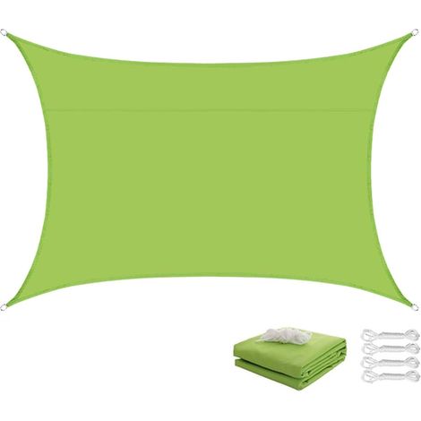 Voile d'ombrage rectangulaire étanche terrasse balcon piscine polyester 90% UV D-rings extérieur (1/5)