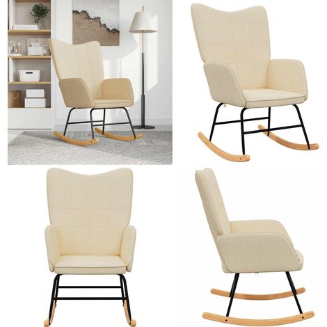 Chaise à bascule Crème Tissu - Chaise À Bascule - Chaise Relaxante - Fauteuil Balançoire - Mobilier Extérieur - Design Moderne - Home & Living (1/5)