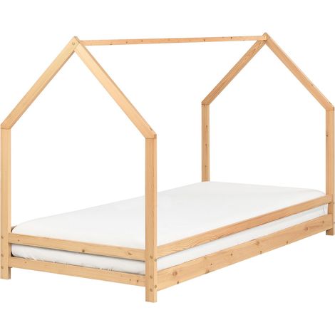 Letto per bambini con baldacchino e rete in legno di pino chiaro 90 x 200 cm APPY