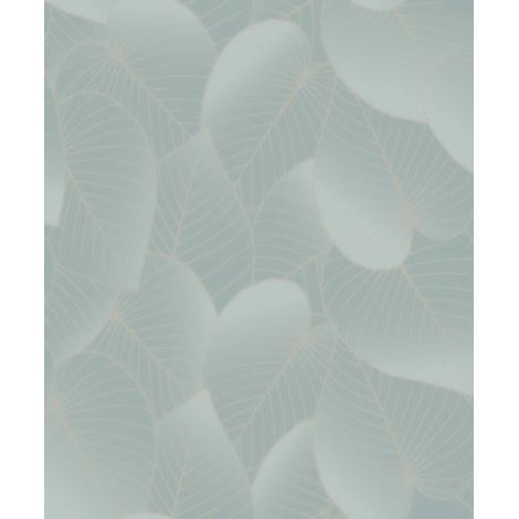 Papier peint feuilles tropicales bleu glacier (1/2)