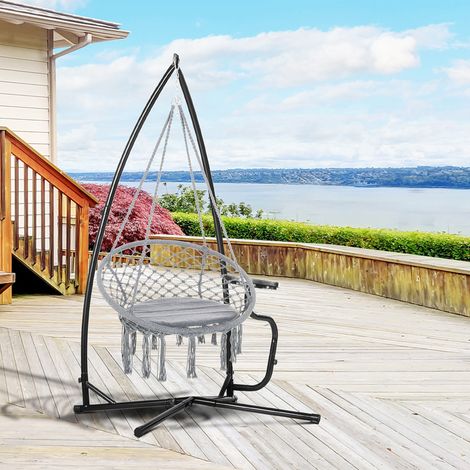 Support pour Fauteuil Suspendu - Pied Fauteuil Suspendu - Tablette réglable Incluse - Charge Max. recommandée 120 Kg
