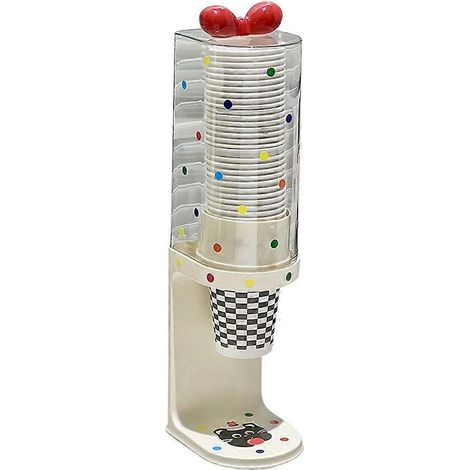 Distributeur de gobelets à eau, distributeur d'eau avec porte-gobelets jetables à fond plat, distributeur de gobelets en papier à tirer (1/5)
