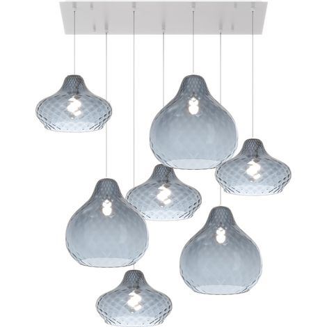 Lampadario vetro colorato top light dress 1191 bi s7 rmix zaffiro e27 led lampada soffitto moderna (1/5)