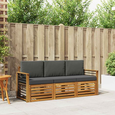 Sofagarnituren 3 pcs Natur und Anthrazit Massivholz Akazie